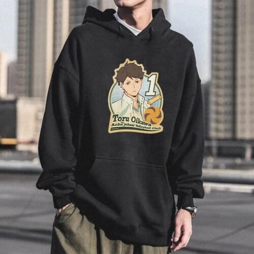 Harajuku Anime Haikyuu Long Sleeve Hoodies Manga Cartoon Aoba Johsai High School Tooru Oikawa No.1 Unisex Oversized Sweatshirts