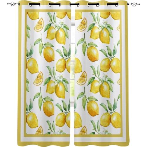 Watercolor Lemon Fruit Window Curtains Home Decor Bedroom Kitchen Curtain Panel Curtains for Living Room