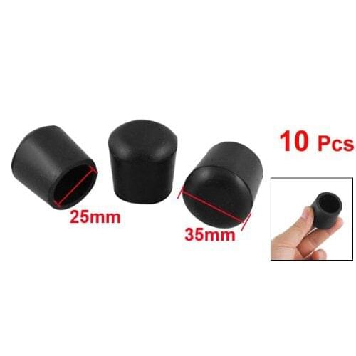 New 10 Pcs Cone Shaped 25mm Dia Furniture Table Chair Rubber Foot Pads Black