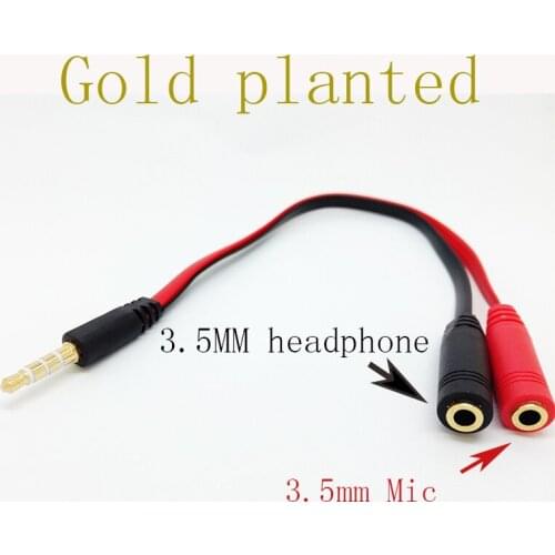 10pcs Male to 2Dual Female Plug Audio Stereo Headset Mic Splitter 3.5mm Cable