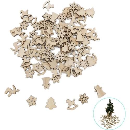 100Pcs Wooden Christmas Ornaments Unfinished Predrilled Natural Wood Slices for Crafts Christmas DIY Decor