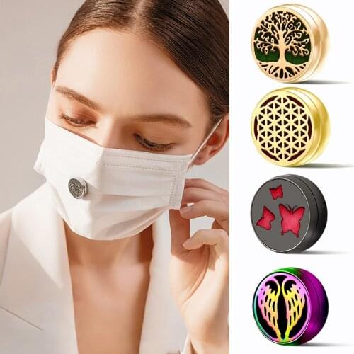 12mm Face Aromatherapy Clip Brooch Diffuser Perfume Essential Oil Badge Cufflink Magnet Buckle Stainless Steel Jewelry For Women