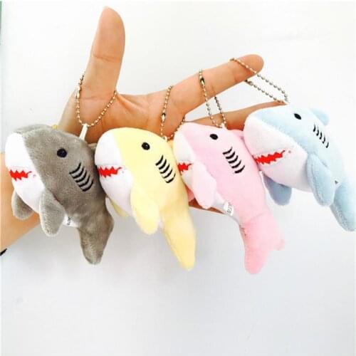 12cm Cute Shark Plush Keychain Mini Plush Toy Womens Bag Decoration Car Keyring Pompom Key Chains Women Handbag Key Pendant