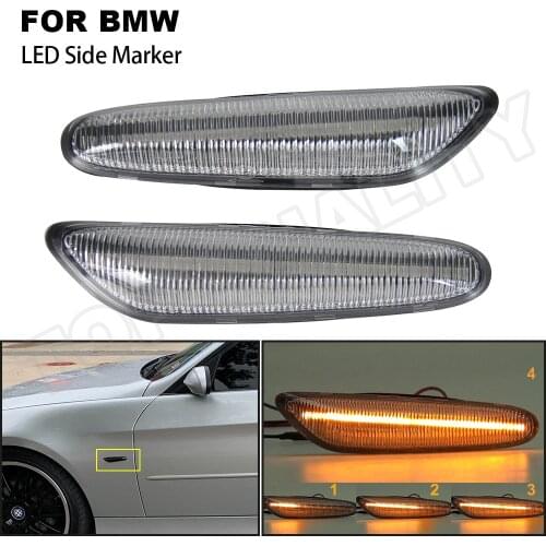 2X For BMW E46 E90 E60 E92 E83 E61 E81 E88 E82 E84 E87 X1 X3 E91 E93 Dynamic LED Side Marker Turn Signal Lamp Sequential Blinker