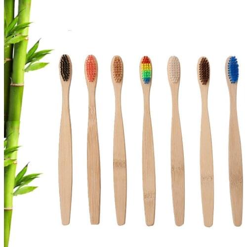 5Pcs Bamboo Toothbrush Eco-Friendly Product Tooth Brush Rainbow Black Wooden Soft Fibre Adults Travel Set for Oral Care