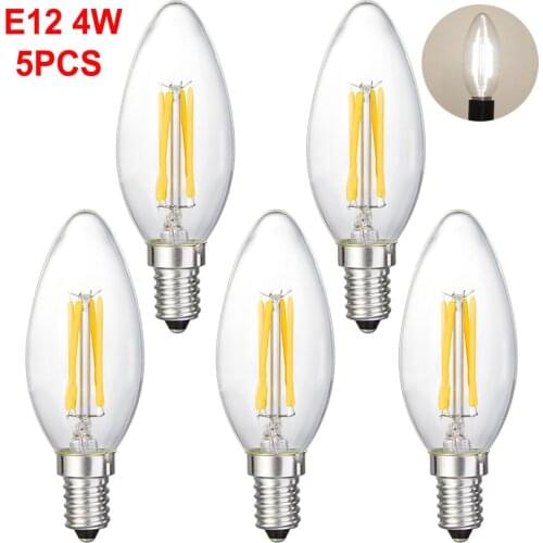 5pcs/Lot led Candle Bulb E12 LED Edison Lamp Indoor Light 220V LED 360lm Chandelier White Warm White For Home Decoration