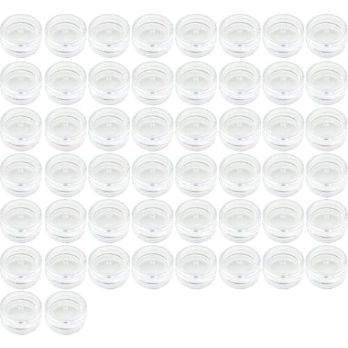 50 Pcs Portable Cosmetic Sample Containers Plastic Cream Pot Jars for Beauty Products, Lotion, Cream, Makeup, Bead, Rhinestone