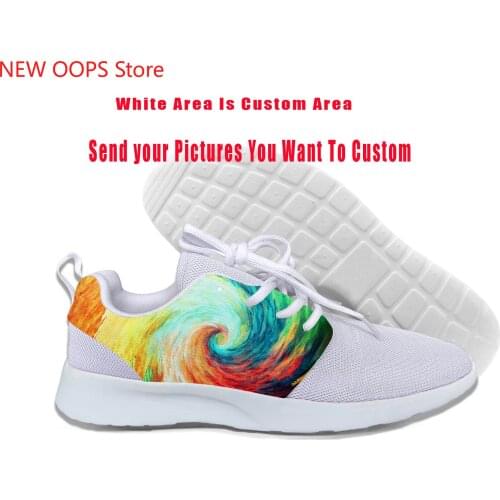 Abstract multicolor waves digital art New Arrive Lightweight Sport Running Mesh Shoes Men Women Casual Breathable Sneakers