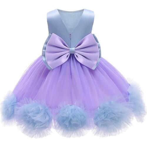 1 Year Ball Gown Bow Newborn Christening Princess Vestidos Children Baptism Summer Dresses Baby Girl Clothes Tutu Birthday Party