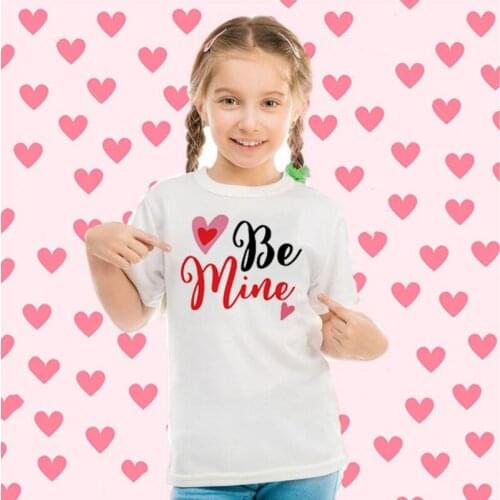 Be Mine Kids Girls Boys Valentines Tshirt Outfit Toddler Baby Valentines Short Sleeve Funny Fashion T-shirt Cute Party Wear