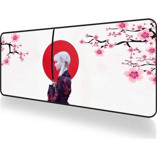 White xxl mouse pad 900x400 japanese mousepad pink gamer accessories Katana Office carpet master of the devil desk mats desktop