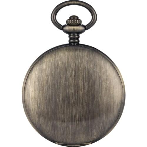 Self Wind Automatic Mechanical Smooth Bronze Pocket Watch Roman Number Luminous Hands Hollow Clock Steampunk Fob Chain Watches