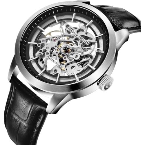 2019 PAGANI DESIGN Business Man Watch Luxury Skeleton Hollow Leather Men Wristwatch New Mechanical Male Clock Relogio Masculino