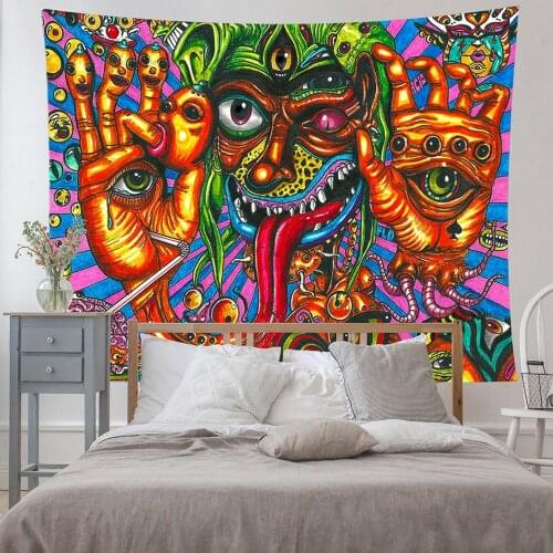 Home Tapestry, Skull Print Rectangular Background Cloth Decorative Hanging Carpet for Bedroom Sitting Room
