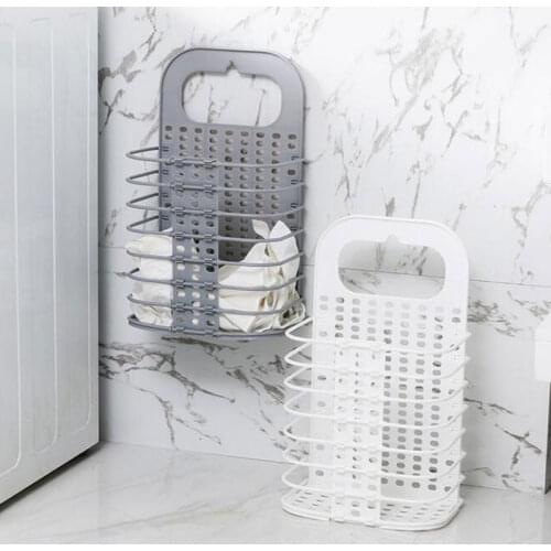 Dirty Clothes Storage Basket Household Collapsible Laundry Hamper Wall-Mounted Laundry Basket Free Punch Clothing Storage Basket