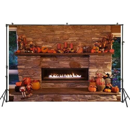 HUAYI Photography Backdrop Halloween Day Fireplace Baby Child Birthday Customize Photo Background Studio Portraits Photocalls
