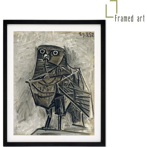 Picasso framed artwork lithograph La Chouette The Owl aluminum picture frame with matboard 30x40cm