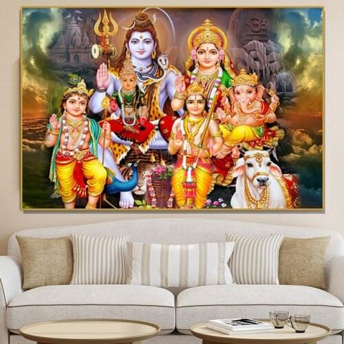 Hindu religious statues canvas paintings and posters for home living room art picture decoration frameless paintings