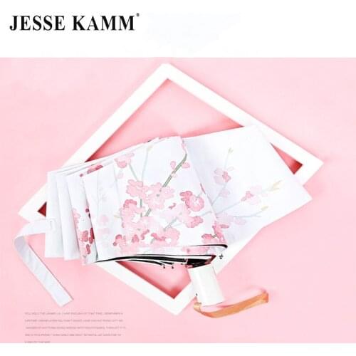 JESSE KAMM literature fan three fold rain, sunshine, four seasons cat vinyl sun protection one button automatic umbrella