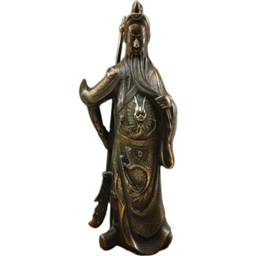 China old Bronze statue Broadsword Guan Yu copper statue ware of Fengshui