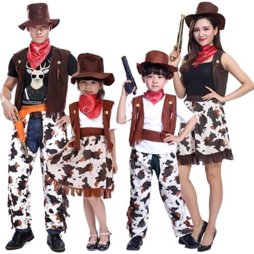 Halloween Party Cowboy Costume For Adult Men and Women Cowgirl Cosplay Western Dress Suit Carnival Adult Costumes West Cowboy