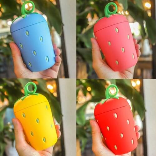 300ML Creative Strawberry Shape Water Bottle Cute Glass Cup with Cover for Girl Children Gift Kitchen Accessories