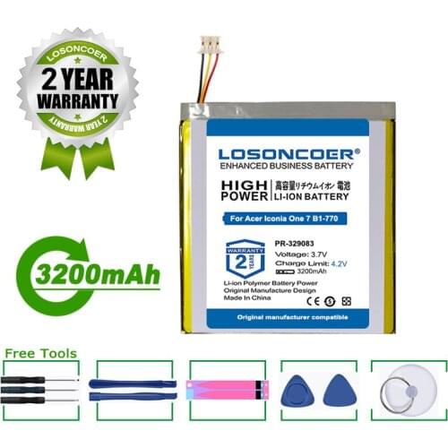 LOSONCOER 3200mAh KT.0010H.003, PR-329083 Tablet Battery For Acer Iconia One 7 B1-770 A5007