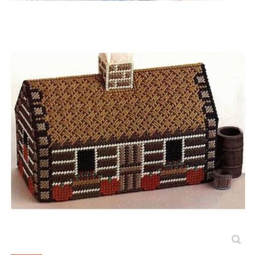 5D hand-made DIY material package cross-stitch wool three-dimensional embroidery kit rectangular tissue box pumping paper house