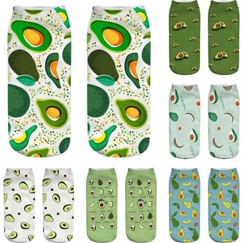 New Unisex 3D Printed Socks Avocado Strawberry Embroidery Breathable Funny Sock Harajuku Casual Funny Low Cut Ankle Socks