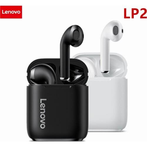 Original Lenovo LP2 TWS Wireless Earphone Bluetooth-compatible 5.0 Dual Stereo Bass Touch Control LP1 UPDATED VERSION long time