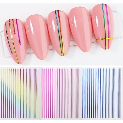 Parkson Nail Sticker Rainbow Color Decorative Lines 3D Gold Nail Sticker All For Manicure Stripe Lines Metal False Nails Design