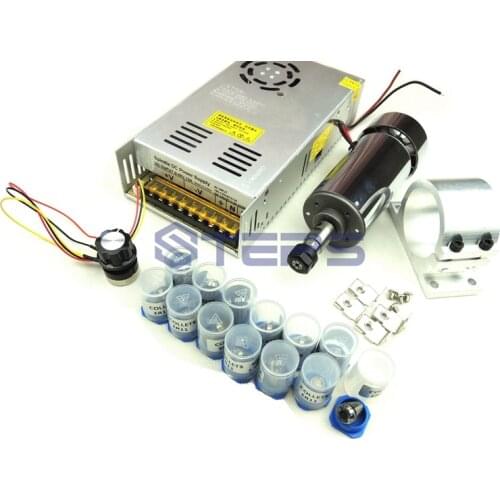 DC12-48V 0.3kw spindle motor ER11 chuck CNC 300W Spindle Motor+52mm mount bracket+Power Supply speed governor+13pcs ER11 Chuck