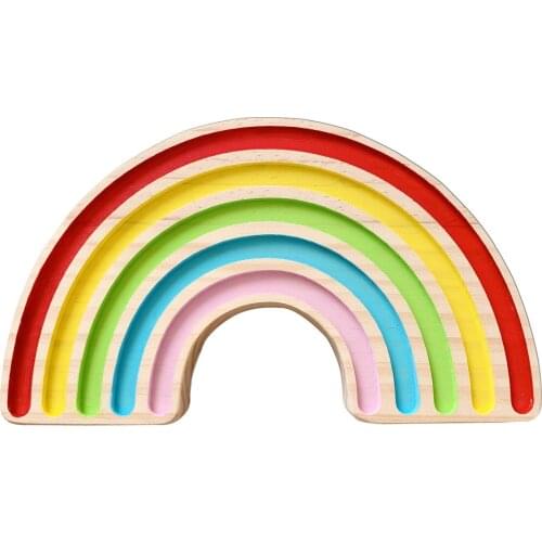 Nordic Style Simple Wood Rainbow Home Figurines Childre Room Home Decoration Photography Props