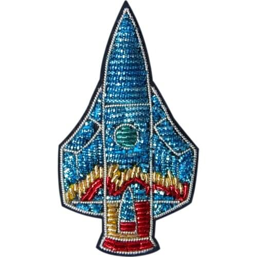 Hand embroidery with wire badge Space interstellar rocket badges Top grade mens and womens hats, clothes and bags pin