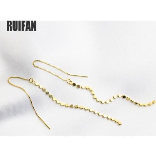 Ruifan Glossy Gold Color Long Ear Line Drop Dangle Tassel Earring 925 Sterling Silver Earrings for Women Jewelry YEA239