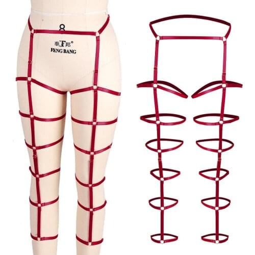 Sexy Leg Harness Belt Cage Waist Strappy Thigh Belts Hollow Out Plus Size Punk Goth Pole Dance Bondage Sexy Lingerie Women