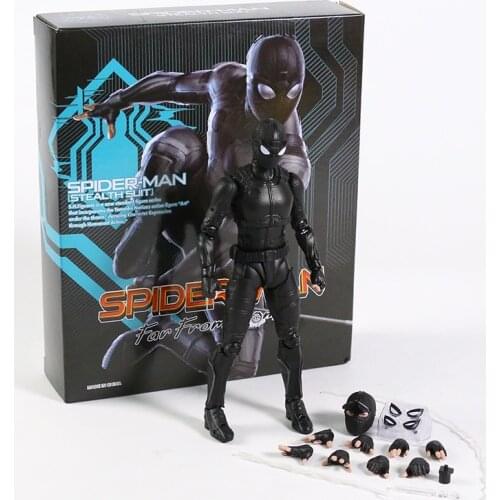 SHF Spider-Man Far From Home Spiderman Stealth Suit Action Figures Collectible Model Toy Gift Doll Figurine