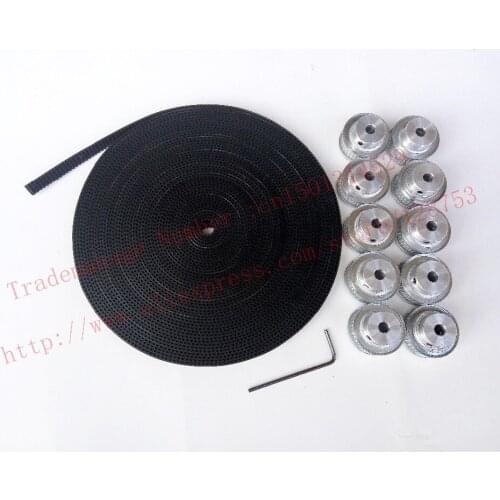 10pcs 40 teeth GT2 Timing Pulley Bore 5mm + 10 Meters GT2 timing Belt Width 6mm 2GT timing belt pulley for 3D free shipping