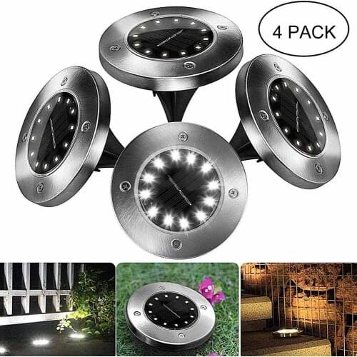 4Pcs Outdoor 10/12 LEDs Lawn Buried Solar Garden Light Waterproof Decor Lamp for Outdoor PathWay Camping Beach Party