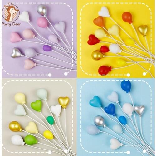 Cake decoration plug-in high-grade gold silver yellow blue purple pink ball love cake furnishings baking round ball Cake Topper