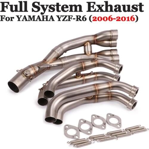 61MM Slip On For YAMAHA YZF-R6 R6 2006-2016 2012 Full Motorcycle Exhaust System Front Middle Connect Link Tube Escape Muffler