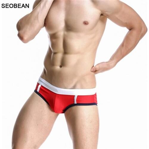 Y137 SEOBEAN New Men swimwear Sexy Pouch Man Swimming Briefs Board Shorts Swimsuit Low Rise Man triangular Surf Swim Trunks