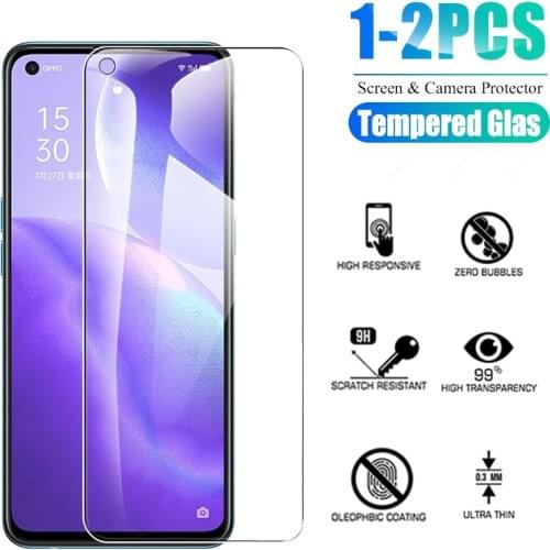 1-2pcs HD Tempered Glass For OPPO Reno 5 5G Transparent Shockproof Screen Protector on the for opo reno 5 4G film verre trempe
