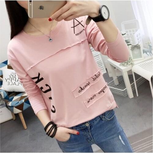 2021 New Spring Autumn Women Long Sleeve T-shirt Fashion Letter Printed Kawaii Student T shirt Casual Women Tops Roupa Feminina