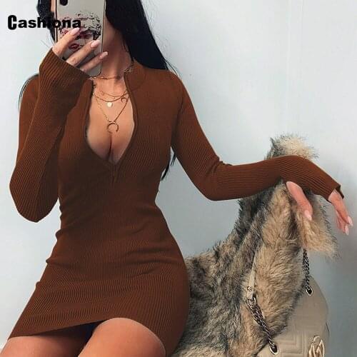 Plus size 4xl 5xl Sexy 2020 Spring Autumn Zipper Bodycon Dress Women Clothing Long Sleeve Femme Short Vestido Robe Mini Dresses