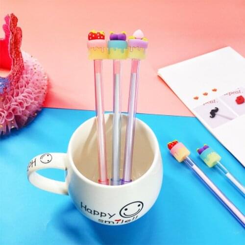 1pcs Cake Gel Pen 0.5mm Kawaii Pens Novelty Stationery Gel Pen Student Cute Pens Black Signature Pen Kawaii School Supplies