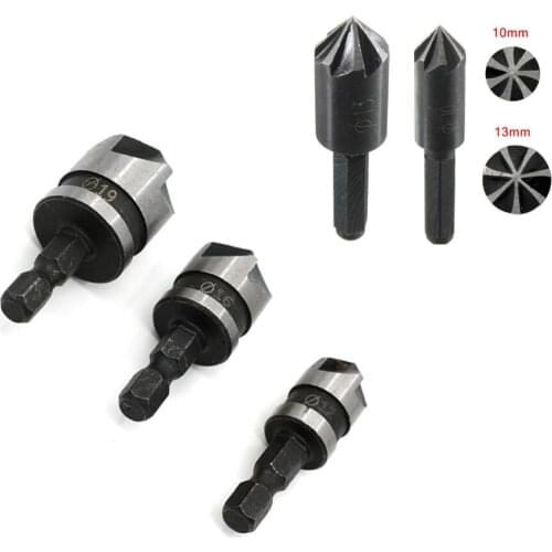 1pcs HSS Chamfer Countersink Chamfer Drill Bit 1/4" Hex Shank Wood Chamfering Cutter 10mm-19mm