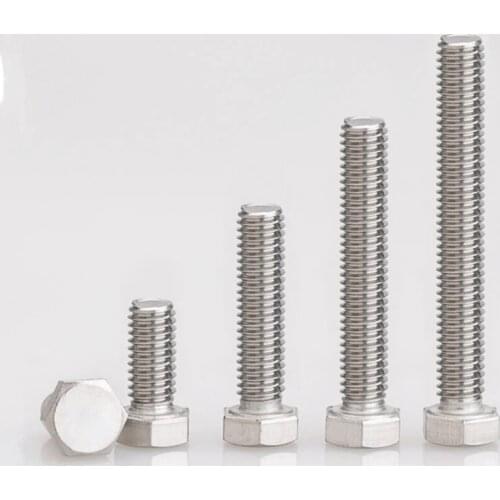 10pcs M3 M4 M5 Hexagon Hex Head Bolts Full Thread Screws A2 Stainless Steel Fastener