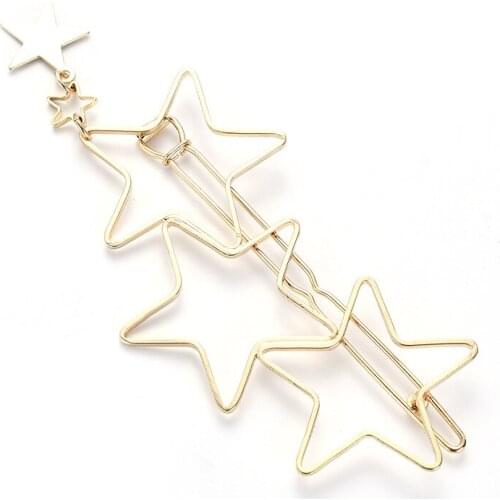 12pcs/lot 7.1*3.8cm Factory direct sales hot hair accessories alloy geometric edge pentagram frog clip to clip set auger stars