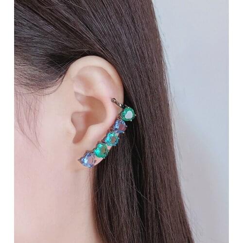 2019 New Black Copper Colorful White AAA Cubic Zirconia Simple Clip Earrings Fashion Female Wedding Party Gift Womens jewelry